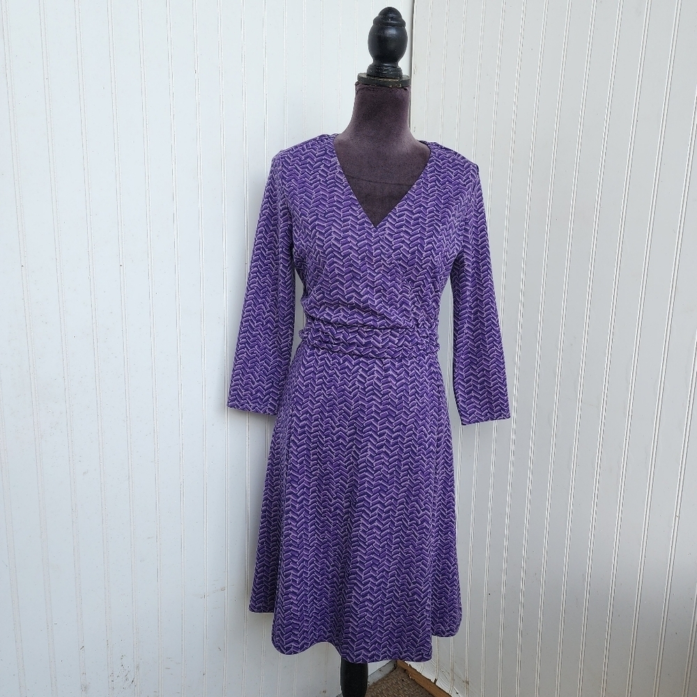 Lands' End Purple Chevron Midi Dress